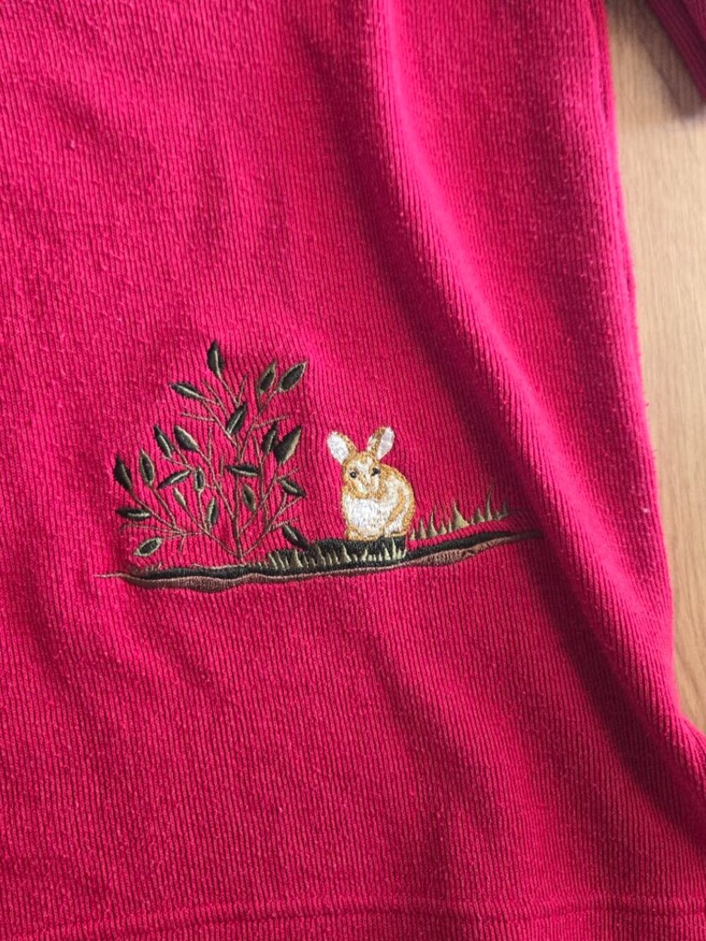 Vintage Alfred Dunner Red Woodland Rabbit Cabin Embroidered Sweater S - Picture 6 of 7